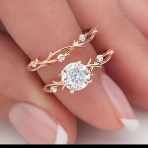 18k finish Rose gold and Moissanite Women's Ring